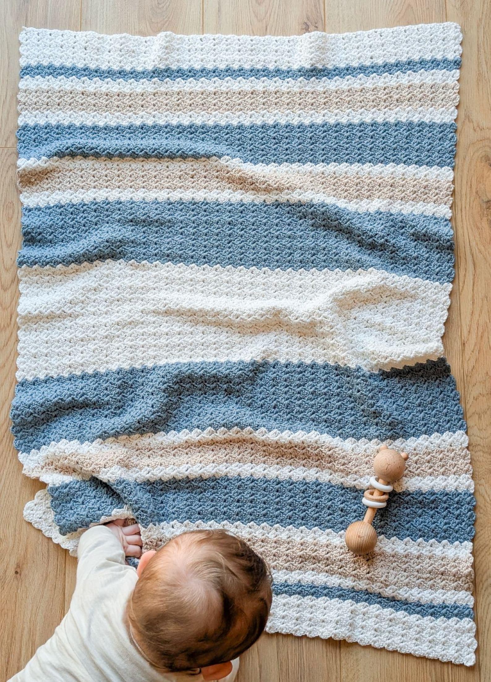 Striped Crochet Baby Blanket Pattern | Easy One Row Repeat Blanket ...