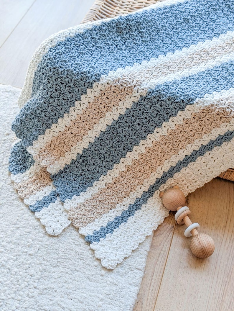 Striped Crochet Baby Blanket Pattern | Easy One Row Repeat Blanket ...