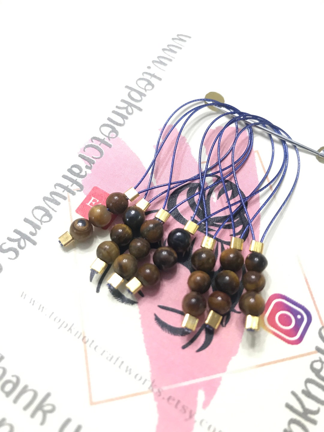 Brown Wooden Knitting Stitch Markers, Snagless Stitch Marker, Gift for