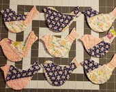 Bird Die-cuts From Vintage Handmade Quilt - Set of 9 - Vintage Cutter Quilt Birds