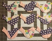 Bird Die-cuts From Vintage Handmade Quilt - Set of 9 - Vintage Cutter Quilt Birds