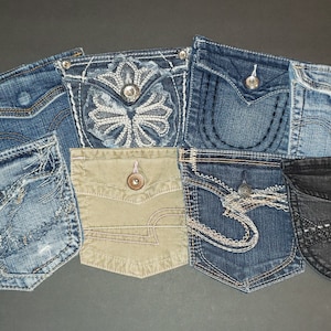 Upcycled Denim Pocket With Dried Lavender - Dried Lavender Sachet - Buttoned Rear Jean Pocket With Dried Lavender Buds - Upcycled Denim
