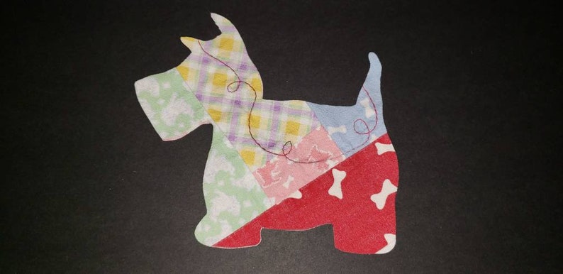 Dog Appliques Scotty Dog Fabric Set of 4 Cutter Quilt Pieces Cutter Quilt Dogs Scotty Dog Die-cuts From Dog Fabrics Quilt