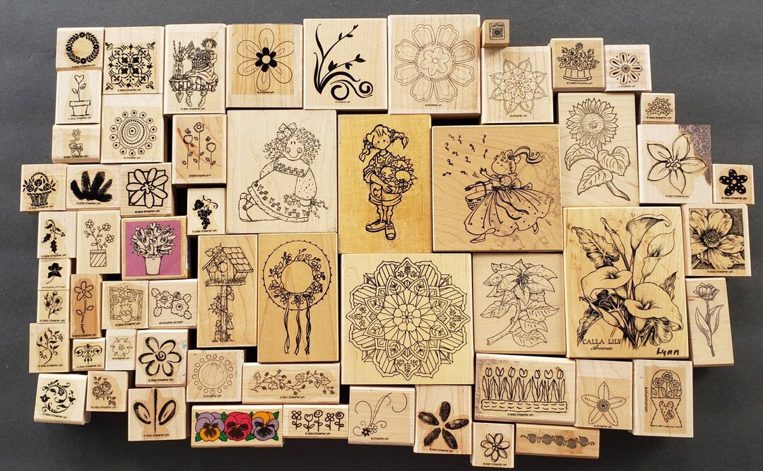 Rubber Stamp Lot 58 Pieces Floral Rubber Stamps, Stampin up Stamps