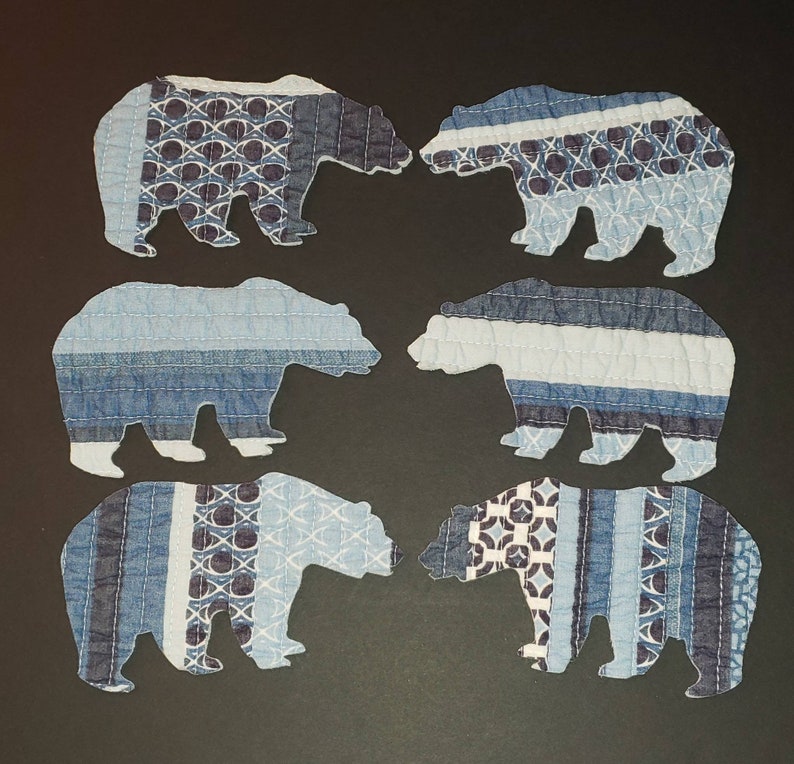 Reversible Striped Bears Bear Die-cuts From Modern Blue Striped Quilt Bear Die-cuts From Cutter Quilt Cutter Quilt Bears Set of 6