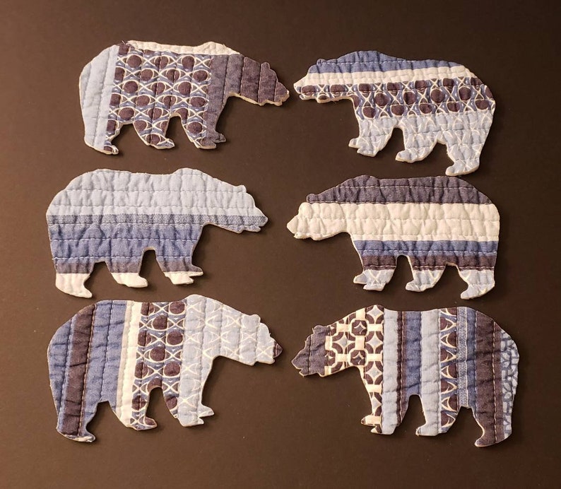 Reversible Striped Bears Bear Die-cuts From Modern Blue Striped Quilt Bear Die-cuts From Cutter Quilt Cutter Quilt Bears Set of 6