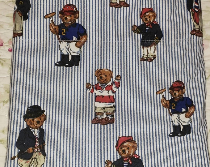 Ralph Lauren QUEEN Size Flat Sheet Teddy Bears With Navy Etsy