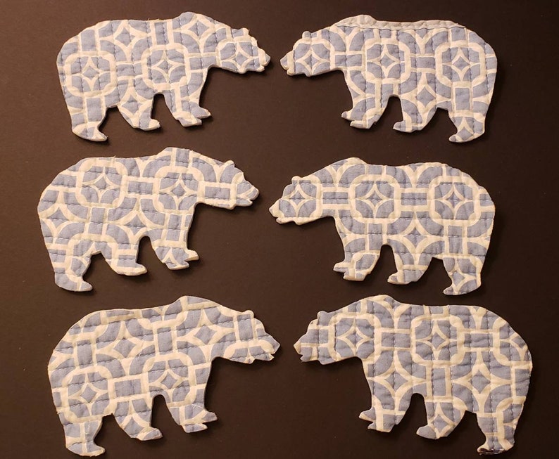 Reversible Striped Bears Bear Die-cuts From Modern Blue Striped Quilt Bear Die-cuts From Cutter Quilt Cutter Quilt Bears Set of 6
