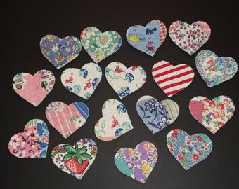 Vintage Feedsack Quilt Magnets - Antique Sugar Sack Quilt Magnets - Vintage Flour Sack Quilt Wooden Magnets - Small  Feed Sack Quilt Magnets