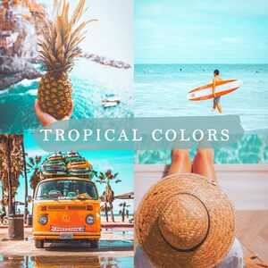10 Lightroom-presets, mobiele en desktop-presets, tropische kleuren, strandvibe-presets, levendige kleuren, Instagram-filters, blogger, foto's
