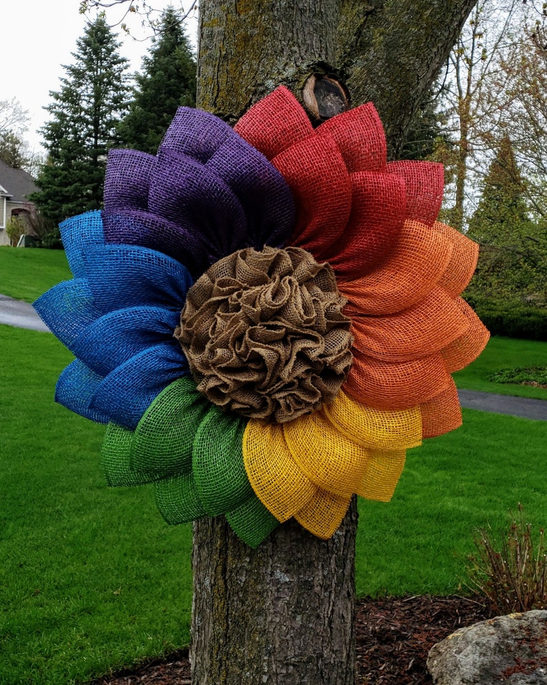 Pride Wreath Rainbow Daisy Rainbow Sunflower LGBTQ Rainbow Door Decor Pride Door Decor Pride Sunflower Rainbow Wreath Pride Daisy