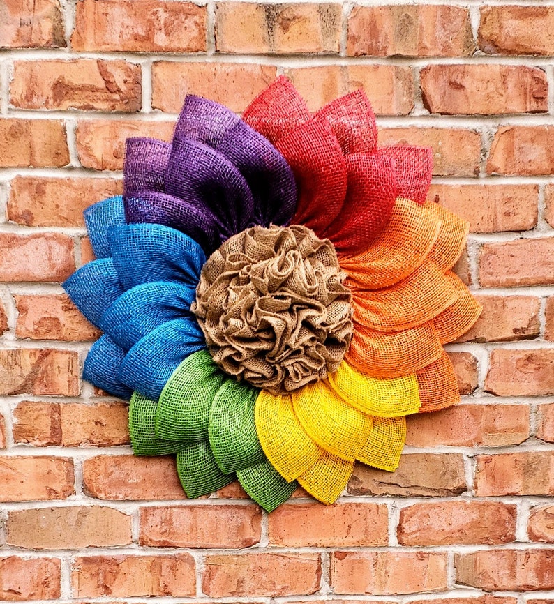 Pride Wreath Rainbow Daisy Rainbow Sunflower LGBTQ Rainbow Door Decor Pride Door Decor Pride Sunflower Rainbow Wreath Pride Daisy