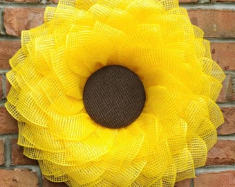 Large Spring Summer Yellow Sunflower Wreath for Front Door or Gift