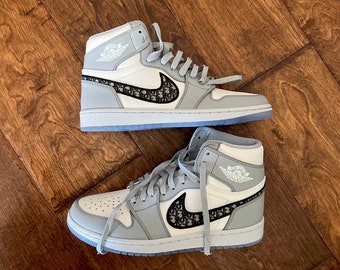 Dio X Air Jordan 1 High Wolf Grey/Sail-Photon Dust-White Sneaker For Men and Women, Best Gift Mother Day, Father Day