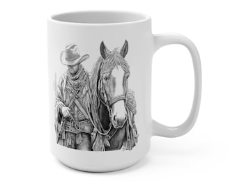 Cowboy and Horse Mug – Western Coffee Cup, Rodeo Rancher Gift