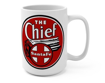 MugsArtStore.The Chief Santa Fe Railroad Steam Engine Trains Model Locomotive Coffee Mug 15oz
