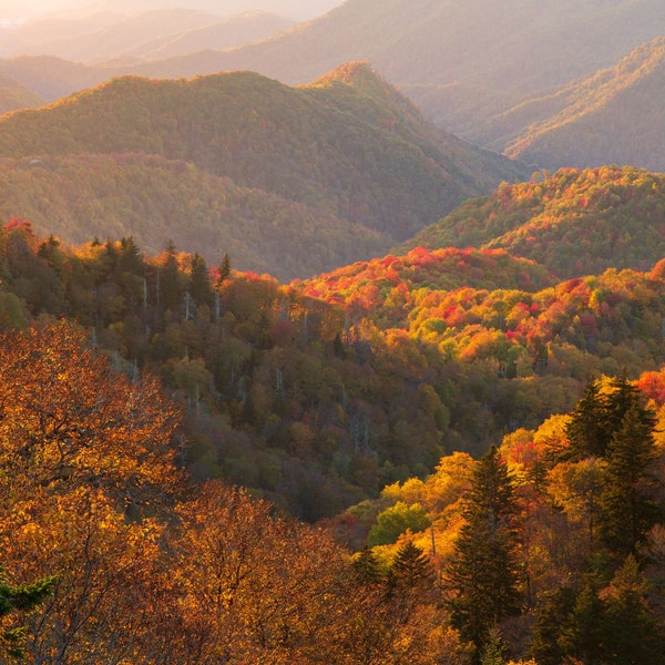 Blue Ridge Mountains Fall Sunset Photography Print, wall art, parkway, autumn, Appalachian