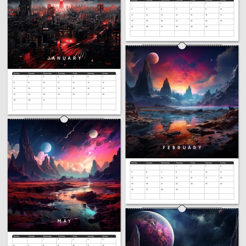 Art of Alien Vistas 2024 Wall Calendar Etsy