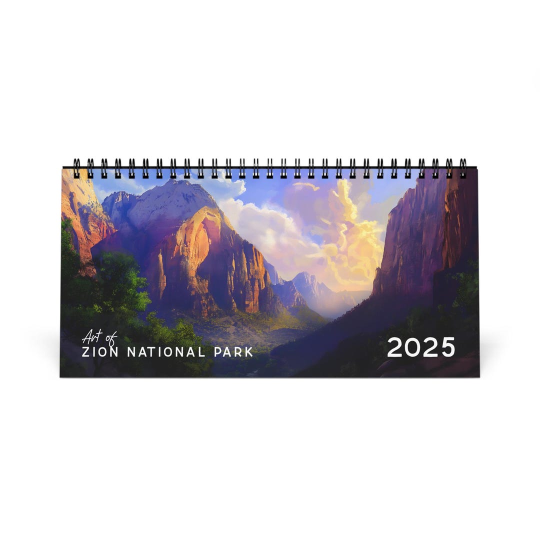 2025 Calendar Art of Zion National Park Desk Calendar Etsy