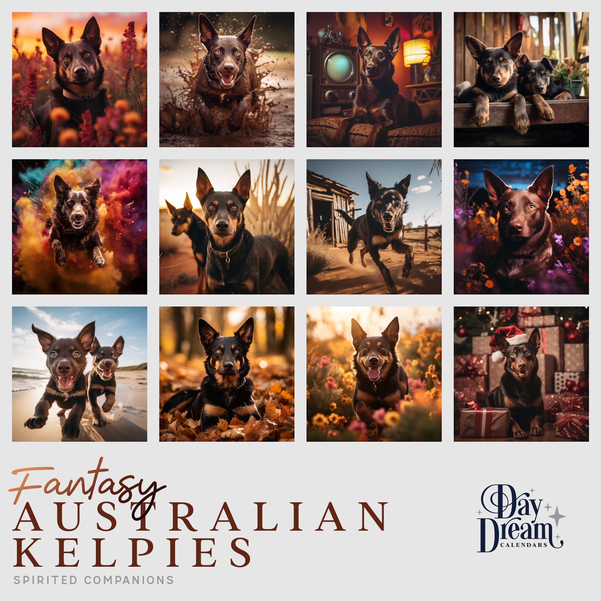 Fantasy Australian Kelpies 2024 Wall Calendar Etsy