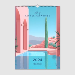 Art of Pastel Paradises: 2024 Wall Calendar