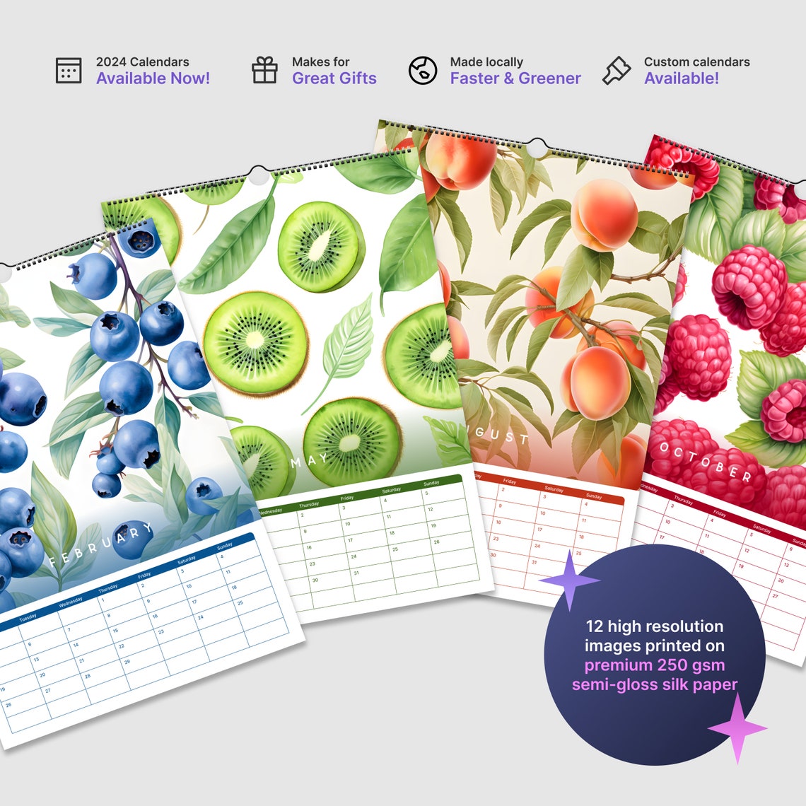 Art of Watercolour Fruit 2024 Wall Calendars Etsy