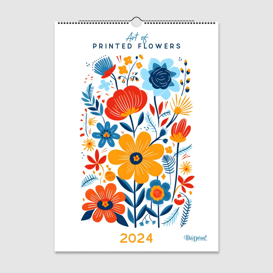 Art of Printed Flowers 2024 Wall Calendars Etsy