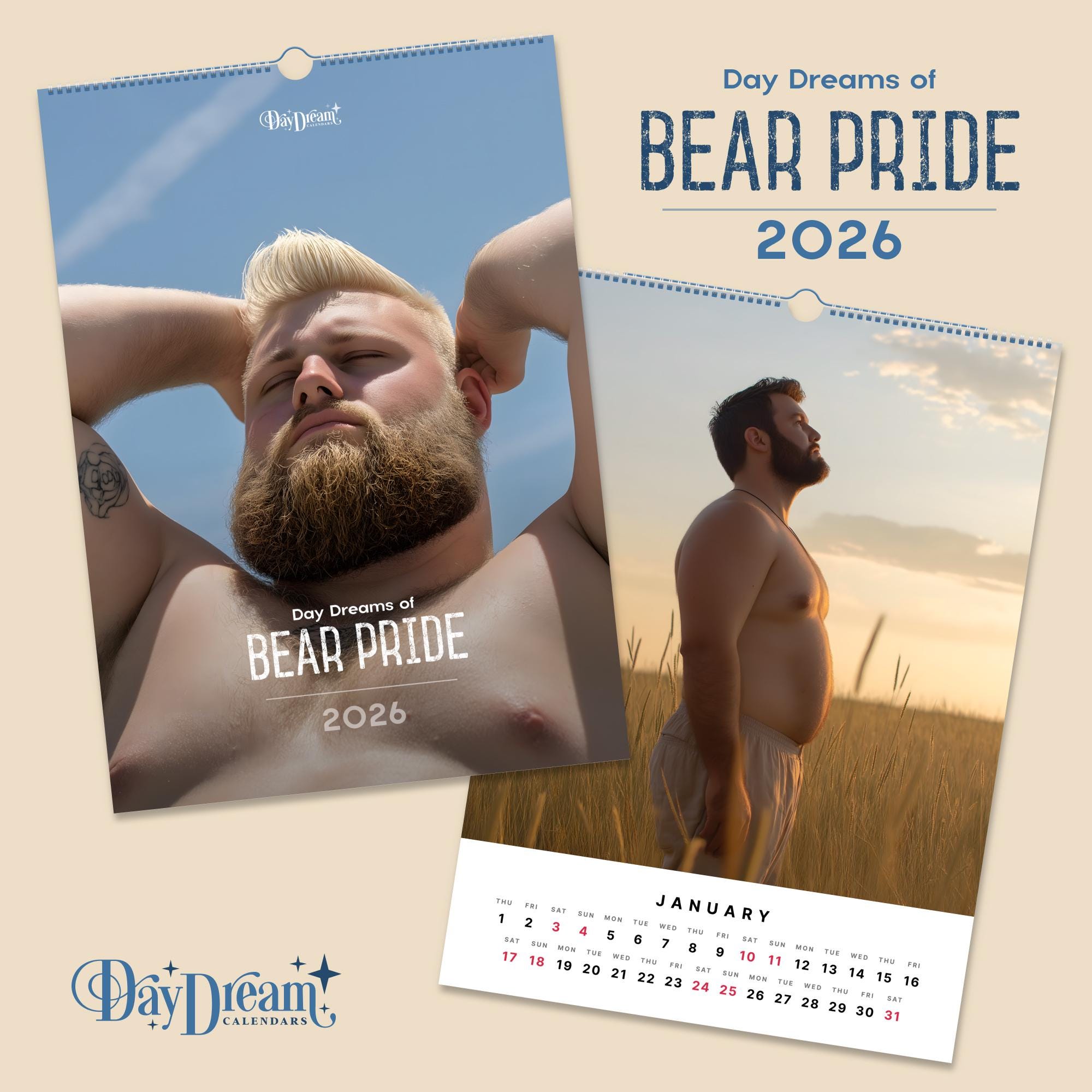 Hunks in Trunks Kalender 2026: Zonnige, Mooie Mannen