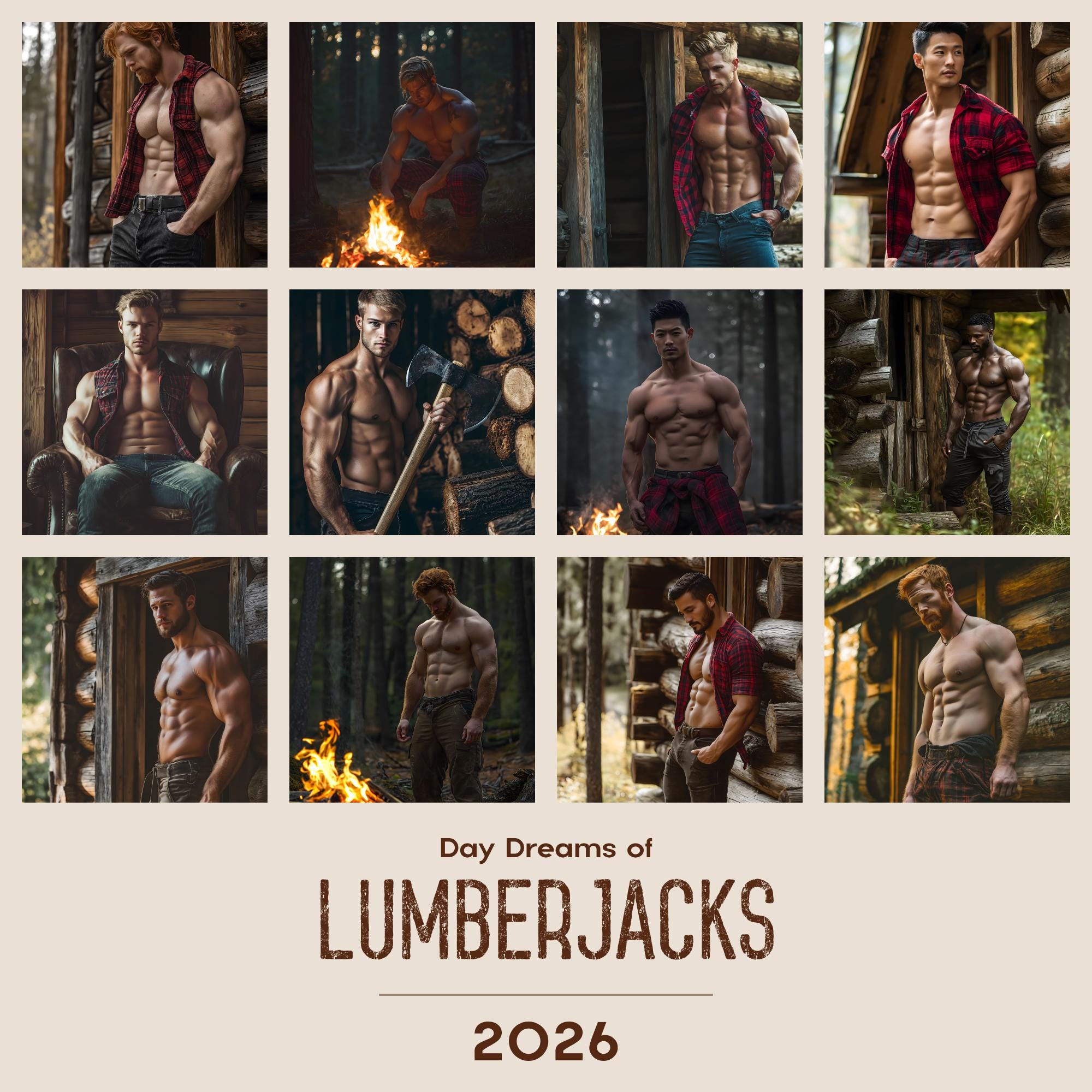2026 - Lumberjack Men - Handsome Men Art Calendar - Etsy