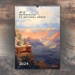 Art of Watercolor US National Parks: Wall calendars  |  Featuring Yosemite, Grand Canyon, Rocky Mountains and many more