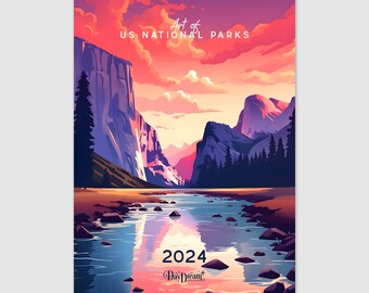 Art of US National Parks: 2024 Wall Calendar