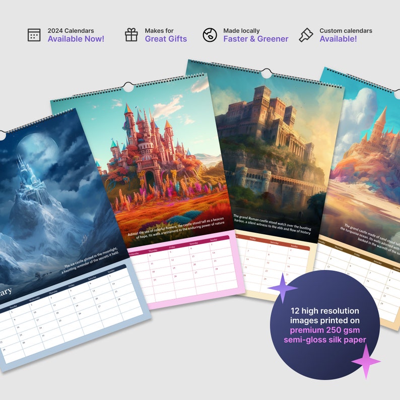 Fantasy Castles 2024 Wall Calendar Etsy
