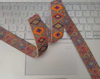 Jacquard Elastic Band: 1 inch Colorful Woven Trim