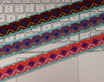 Jacquard Elastic Band: 1 inch, Colorful Clothing Accessories - 1 Yard