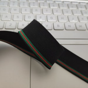 1 Inch Stripe Elastic Band: Black, Red, Green - 1 Yard