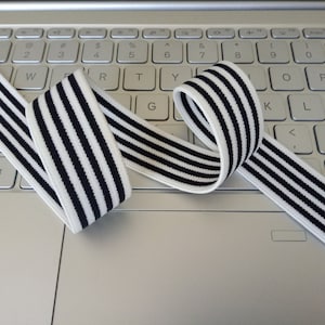 1 Zoll elastisches 25 mm Schwarz-Weiß-Streifen Gummiband, Bekleidungszubehör -1 Yard