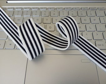 Schwarz und Weiß gestreiftes Gummiband - 1 Zoll, 1 Yard