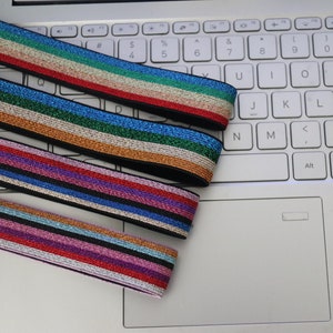 1 inch Elastic 25MM Rainbow Stripe Elastic band，Clothing accessories -1 Yard