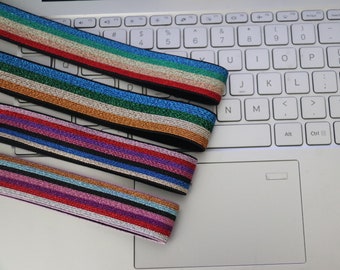 Rainbow Stripe Elastic Band: 1 inch (25MM), Clothing Accessories - 1 Yard