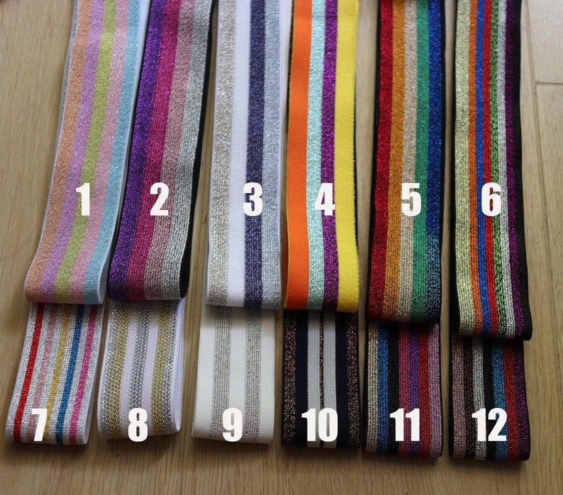 40MM Multicolor Stripe Elastic bandClothing accessories 1 Yard image 2