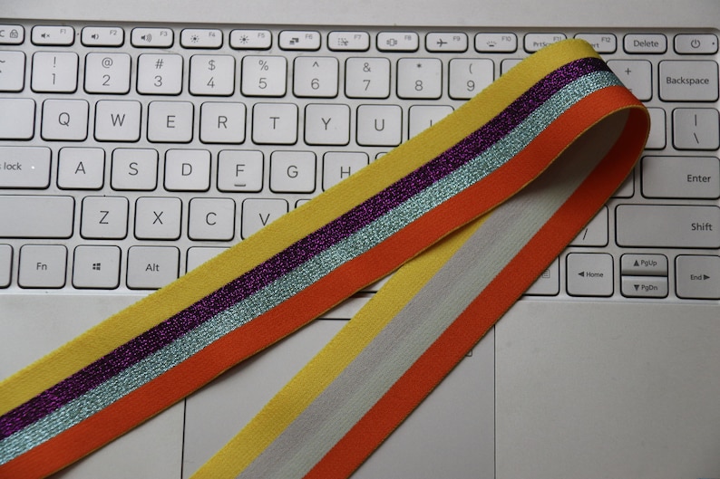 40MM Multicolor Stripe Elastic bandClothing accessories 1 Yard image 9