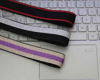 Stripe Elastic Band: 1 inch (25MM) Clothing Accessories - 1 Yard