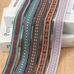 Bande élastique jacquard : 2,5 cm de bordure colorée - 1 mètre