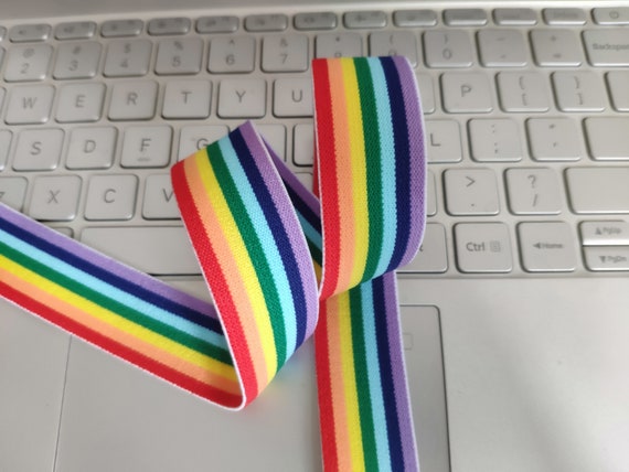 Rainbow Stripe Elastic Band: 1 inch (1 Yard)