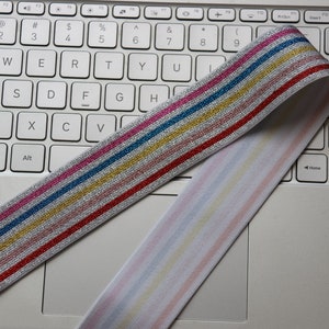 40MM Multicolor Stripe Elastic bandClothing accessories 1 Yard image 7