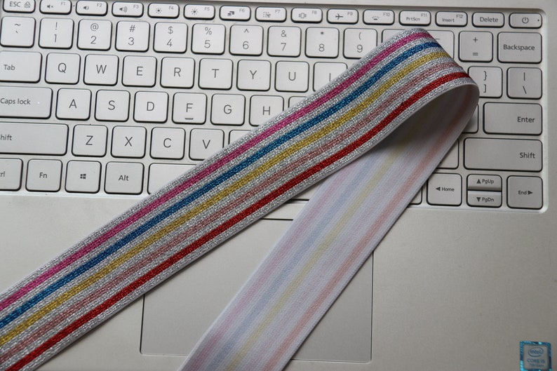 40MM Multicolor Stripe Elastic bandClothing accessories 1 Yard image 7