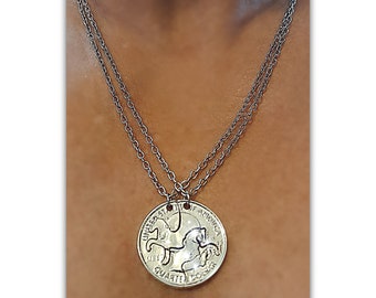 Best Friends Halve Horse Silver Coin Necklace