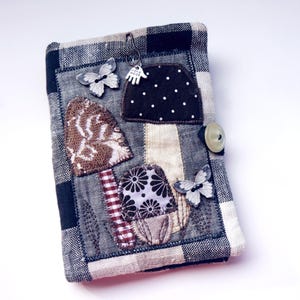 Nadelbuch, Nadelorganizer, Patchwork, Applikation, Nähzubehör, Pilzmotive, Motivstoff, Weihnachten, Landhaus, Shabby, Stoffrecycling, Leinen