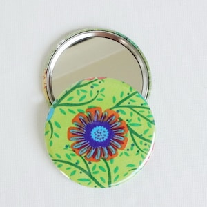 Pocket mirror, cosmetic mirror, mirror button 59 mm, floral, hand mirror, school cone, back to school image 1