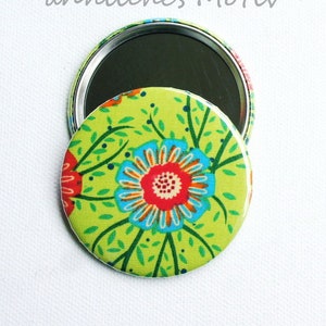 Pocket mirror, cosmetic mirror, mirror button 59 mm, floral, hand mirror, school cone, back to school image 3